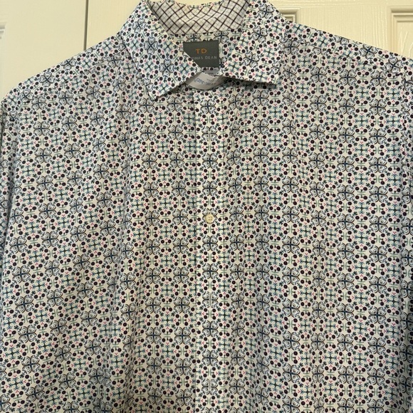 Thomas Dean Men’s XL Button-Down Shirt Geometric Floral Print Long Sleeve - Picture 6 of 6